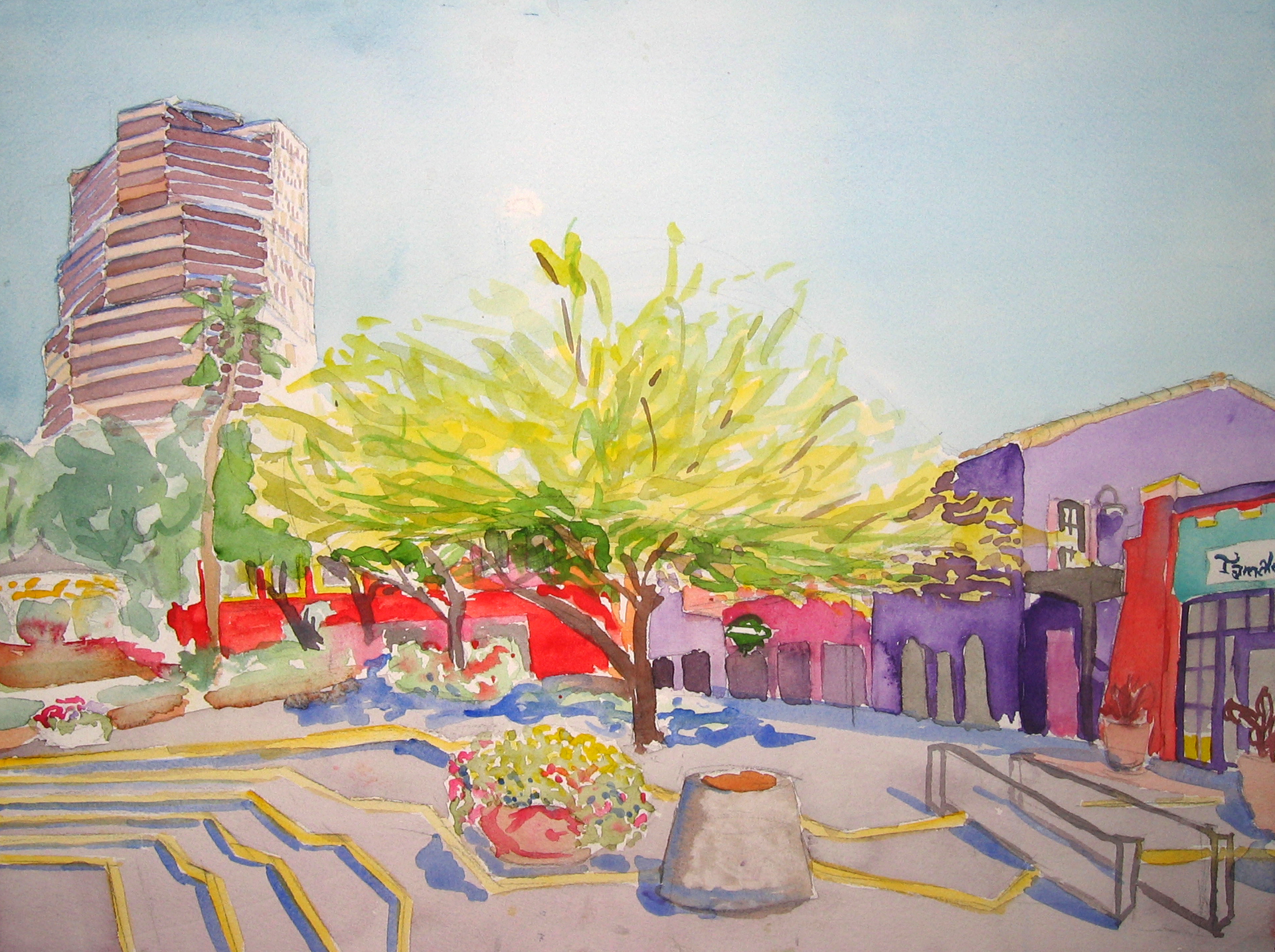 Downtown Tucson Watercolor Painting