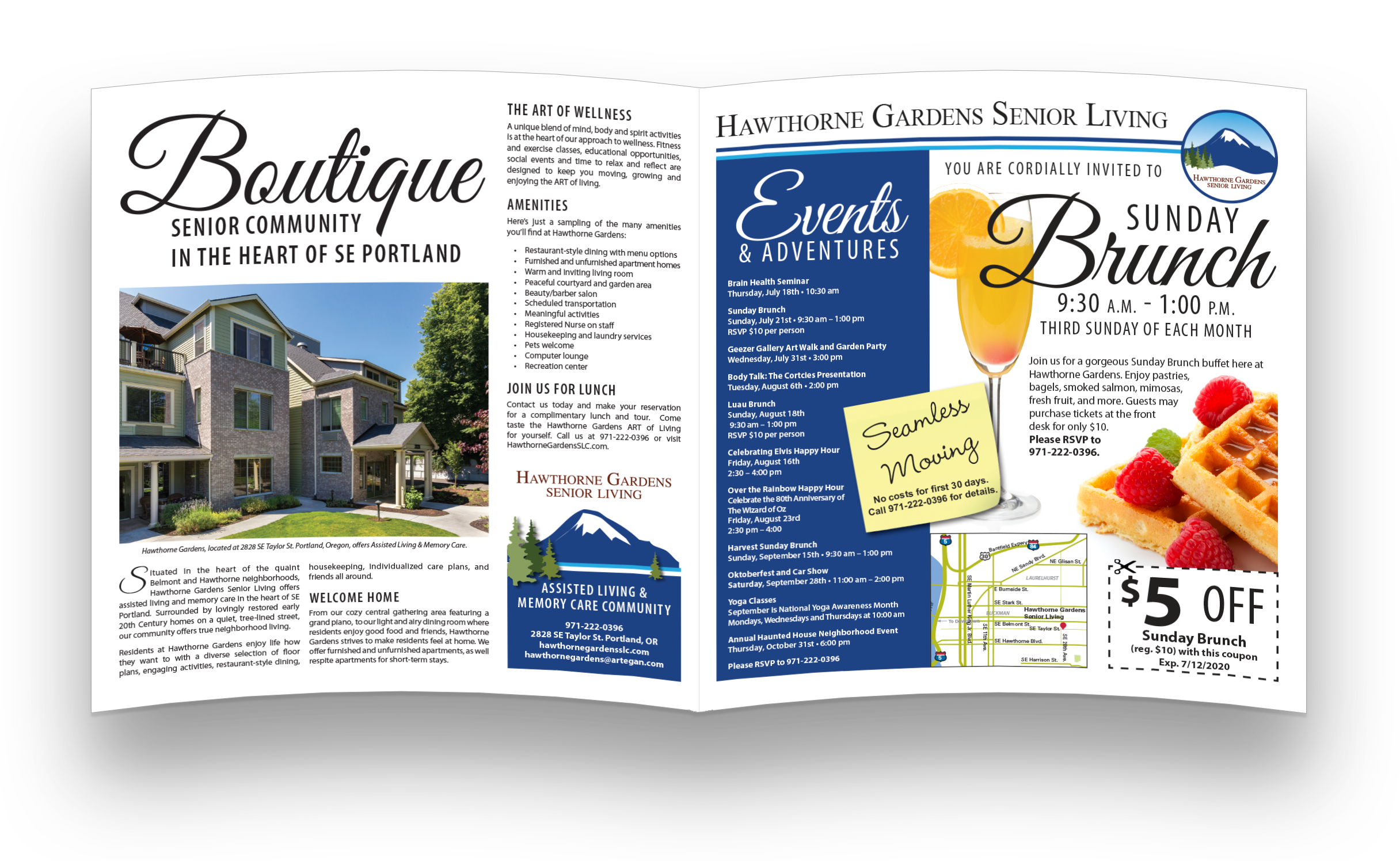 Hawthorne Gardens Senior Living 2-page ad spread