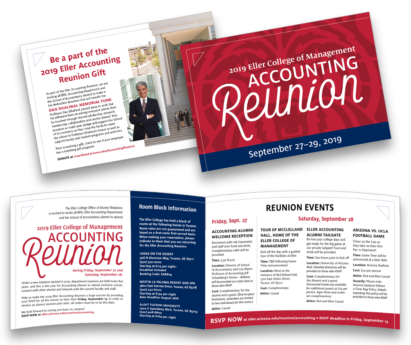 University of Arizona Eller College of Manangement Accounting Reunion invitation design